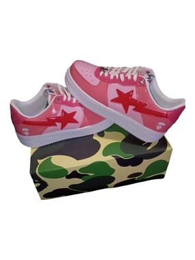 Pink Women's Athletic Sneakers with Star Accent
